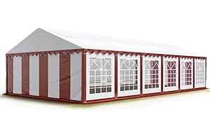 TOOLPORT Tendone per feste 6x12 m PVC rosso-bianco 100% impermeabile Gazebo da giardino Tendone da esterno Tenda party