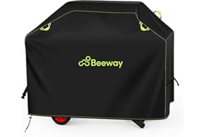BEEWAY BBQ Cover, Waterproof Barbecue Cover Outdoor fits Gas Grill Weber, Brinkmann, Char Broil - 420D Oxford Fabric, Windproof, Rip-Proof & UV Protection, 145cm x 61cm x 122cm