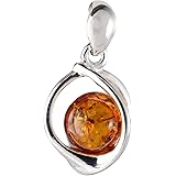 HolidayGiftShops Pendentif en Argent Sterling et Miel d'ambre de la Baltique Mona