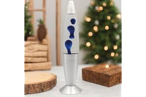 Meown Lamp 16” - Beautiful Liquid Wax Lamp - Electrically Operated - Night Light for Home Office Décor - Retro Lamp - Relaxing Lamp - Great Gift for Kids & Adults (Blue/Clear)