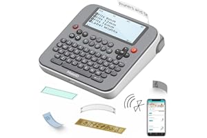 Makeid Etiquetadora E1 | Impresora de Etiquetas Portátil Bluetooth+ Teclado QWERTY, Pantalla LCD Pantalla LCD 3,4", Apto para Oficina o para el Hogar