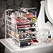 Beautify 6 Tier Clear Acrylic Cosmetic Makeup Cube Organiser With 5 Drawers & Removable Divider
