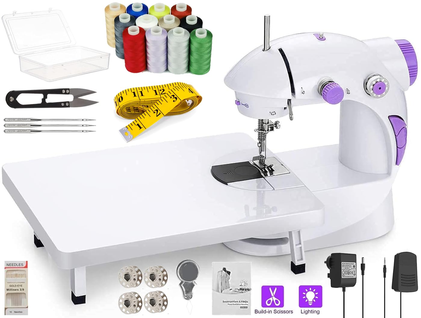 JAXHOM Sewing Machine For Home Tailoring With Extension Table, Foot Pedal, Adapter,Inbuilt Focus Light And Fully Loaded Sewin