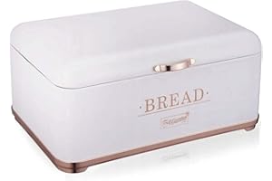 FEEL MAESTRO Maestro Portapane Scatola per Pane Acciaio Verniciato Retro Pane Sempre Fresco (Bianco)