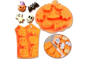 SHAO HUA 2 Piezas Molde de Silicona para Hornear Muffins, DIY de 6/7 cavidades para jabón, Festival de Fantasmas de Halloween, Chocolate