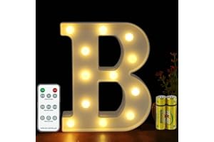 HONPHIER® Lettere lampada a forma di lettera con telecomando, lampada a LED, illuminazione lettera, luce notturna, decorazione per compleanno, festa, matrimonio (B)