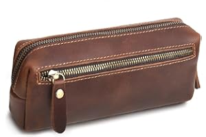 Wonderpool Trousse en Cuir Plumier Étui à Stylo Porte-marqueur Grande Capacité avec Pochette pour Organisateur Poche intérieure Outils Maquillage Papeterie