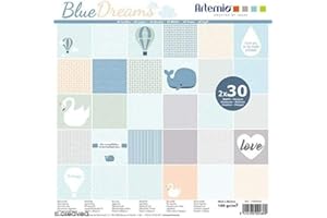 Artemio 11002446 Bloc de 30x2 Feuilles Blue Dreams 30x30 cm, Multicolore