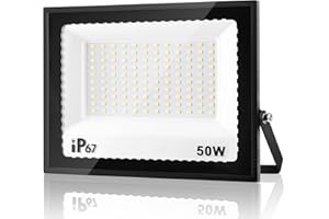 URTBST Projecteur LED Extérieur 50W,7000K Blanc Froid,5000LM Super Lumineux,IP67 Étanche,120 LEDs,Spot Extérieur Éclairage de Sécurité pour Cour,Garage,Jardin,Allée
