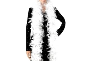 HUVZOR Boa en Plumes Naturelles de Dinde 1,8 m - Fabriqué Main pour une Élégance Festive, Idéal pour Mariages, Noël, Décoration de Table et Costumes, Parfait pour Célébrations et Événements Spéciaux