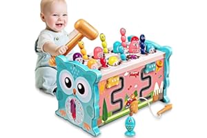 TK99SW 8 en 1 Juguetes Montessori, Juegos Educativos niños Camión de Actividades de Golpear un Topo Engranajes de Colores Pesca para Cumpleaños Navidad Regalo Niña Niños 2 3 4 5 años