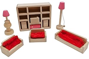 XIAONAN Wooden Doll House Furniture Doll House Building Blocks Mini Dollhouse for Kids Childs Gifts Family Doll House (Living room)