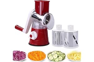 YOPOTIKA Râpe à Fromage Rotative, trancheuse à Légumes avec 3 Lames de Tambour Interchangeables pour Légumes, Fruits
