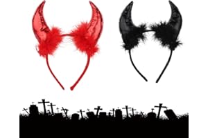 HLFMQZEI Oreilles Diable,2 Pièces bandeaux de diable pour Halloween,Costume pour Adultes et Enfants Parfait pour Le Carnaval, l'halloween et Le Cosplay