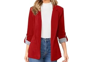 L9WEI Bléiser entallado para mujer, para otoño e invierno, elegante, de vestir, con solapa, diseño monocromático, mangas largas, chaquetas y trajes de negocios