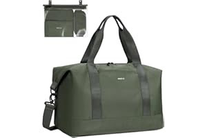 ECOHUB 30L Bolsa de Viaje Mujer, 45x36x20 Equipaje de Mano Avion, Bolsa Gimnasio Mujer con Bolsillo Húmedo Extraíble, Plegable Bolso Maternidad Hospital, Patente Pendiente (Verde Aguacate)