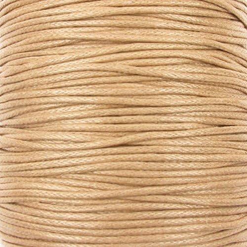 1mm Waxed Cotton Cord Thread Shamballa Macrame Jewellery - Natural - 50 metres