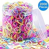 EAONE 2000 Pieces Multi-color Rubber Bands Small Candy Color Hair Bands Hair Elastic with Free Box for Baby Girls
