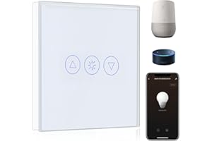 BSEED Interruptor de Atenuador Inteligente Blanco,WIFI Interruptor regulador de luz compatible con Amazon Alexa y Google Home,Control de APP y Función de Temporizador,Interruptor de luz inteligente
