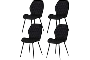 Weegstok Velvet Dining Chairs Set of 4 Kitchen Chairs Dining Room Lounge Reception Chairs with Metal Legs for Living Room Bedroom,Black