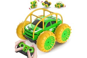 MaxTronic Fast Direct Charging Remote Control Cars, 360° Flip Waterproof Stunt Car with ON/OFF Cool LED, Monster Truck 2.4GHz 4WD Indoor Outdoor Kids RC Toy Gift ideas for Boys Girls