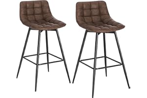 WOLTU Sgabelli da Bar Stile Industriale Alta Sedia da Cucina in PU Marrone Gambe in Metallo 2 Pezzi