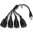 NAHAO NAHAO 1 to 4 Outlet Power Splitter Cord - Cable Strip Outlet Saver - Power Cord Splitter - 16AWG - UL Approved (20 Inch, Black)