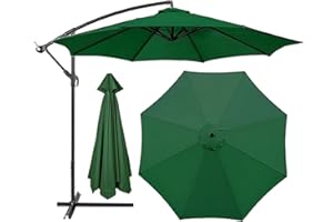 HonunGron Auvent De Remplacement pour Parasol 2m/2,7m/3m, 6 Baleines/8 Baleines Toile De Parasol Déporté Remplacement Pour Cour,Jardin,Plage,Polyester Anti UV 50+ (3M 8-Ribs,Vert)