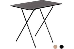 Harbour Housewares 80cm Wooden Folding Computer Desk - Black Frame, Black Top - Laptop Notebook Table PC for Writing Study Office Bedroom & Gaming