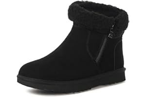 Hsyooes Bottes de Neige pour Femmes Botte de Hiver Imperméabl Chaussures Peluche Fourrés Bottines Suède Cuir Antidérapant