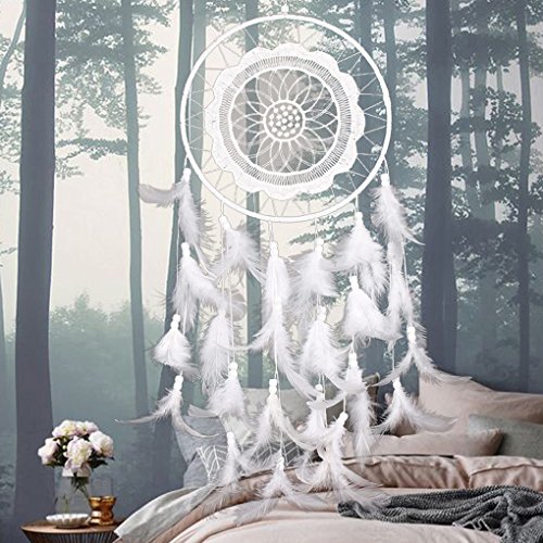 LUFA Lace Besetzt Kreisförmige Dreamcatcher mit Federn Wand Home Car Dekoration - 4