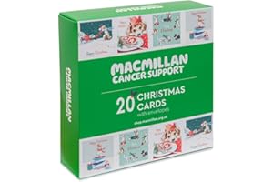 MACMILLAN CANCER SUPPORT Macmillan Festive Dogs Charity Christmas Cards – Pack of 20 Luxury and Eco-Friendly Christmas Cards. Boxed Multipack of 4 Seasonal Christmas Designs. 127x127mm Card Size.