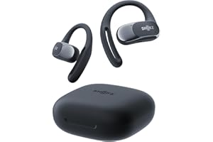 SHOKZ Cuffie Open-Ear OpenFit Air, auricolari Bluetooth wireless con microfono, con gancio auricolare Air, ricarica rapida, 28 ore di riproduzione, resistenza all'acqua IP54 per l'allenamento, Nero