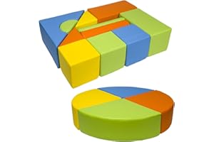 Velinda Completo 15 Grandi Mattoni,Blocchi,cubi in Schiuma Gioco Bambino, Scuola Materna (Colore: Giallo,Verde,Arancione,Blu Chiaro)