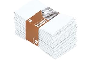 Elfranso Cotton Cloth Napkins – Set of 12 (48cm x 48cm) - 100% Cotton - Hotel Quality, Soft, Durable Cotton Napkins, Perfect for Dining, Weddings, Events & Everyday Use (White)