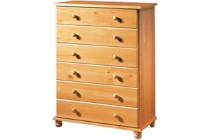 DORMIDAN Dogar Altea Comoda 6 cajones, Pino, Miel, 100x78x39 cm