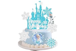 Dinghaole 8 Pcs Frozen Cake Toppers - Cake Toppers For Girls, Snowflake Cartoon Birthday Cake Decorations