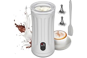 Ovetedot Montalatte Elettrico, Automatico 4 in 1 Cappuccinatore Elettrico con 240 Ml, Schiuma di Latte Calda e Fredda, Montalatte per Caffè, latte, Cappuccino, Macchiato, Bianco Avorio