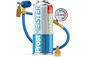 FrostMEISTER 3in1 – Auto-Klimaanlagen-Nachfüllset (1x 400 ml Dose + Schlauch mit Manometer & Adapter) – Ersatz für das Kältemittel, Kompressoröl & Dichtmittel für R1234yf (ab Baujahr 2017)