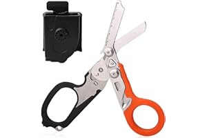 GOMETY Raptor Response Ciseaux d'urgence, ciseaux de sauvetage multifonctions, avec 6 fonctions, pince à ciseaux pliable en acier inoxydable, ciseaux de traumatisme pour une utilisation professionnelle dans