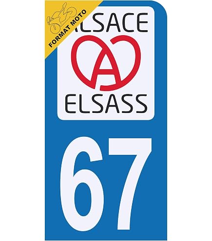 Autocollants Plaque Immatriculation Bas-Rhin 67 - Lot De 2 - Dimensions Officielles 10x4.5 Cm - Fabriqué En France