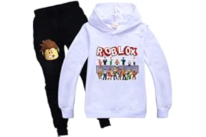 Baonmy Boys Roblox Jersey con capucha y pantalones, trajes de chándal Personajes de dibujos animados Suéter de algodón con capucha Pantalones Conjuntos de ropa