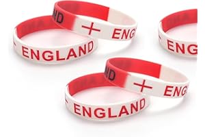 TARIFA UNITED England Flag Silicone Wristbands, 5 Pack, Unisex Adults, One Size, England Color, Football Team