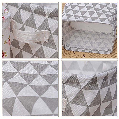 qseven Lagerung Organizer Körbe Original Leinen und Stoff Aufbewahrungskorb Boxen mit den um-Ohr auf beiden Seiten Kleine Größe für Tisch 20,3 x 17,8 x 15,2 cm Group4 - 6