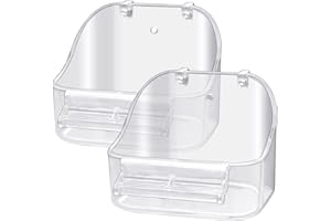 GURECOD Vasca da Bagno in plastica Accessori per Uccelli Gabbia per Uccelli appesa Doccia Alimentatore per Uccelli Bagno per Uccelli Piccoli, canarini, pappagalli, pappagalli Viti (2 Trasparente)
