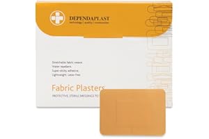 RELIANCE MEDICAL Dependaplast Advanced fabric plasters 7.5cm x 5cm - Hi Tech Lightweight, Water-Repellent, Flexible, Super-Sticky Adhesive - Box of 50
