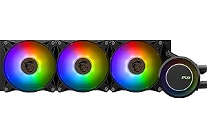 MSI MAG CORELIQUID E360 Kit Watercooling CPU, Plaque Froide en Cuivre Agrandie, Tête Waterblock ARGB & Ventilateurs FDB, Double Chambre, Radiateur Split-Flow, Mystic Light, Compatible AMD & Intel