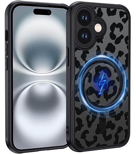 Coalbooliy Funda Para IPhone 16 6,1'' Negro Carcasa Suave TPU Ultrafina Silicona Aesthetic Patrón Leopardo, Antigolpes Bumper Protección De Cámara Niña Regalo Case Móvil, 04