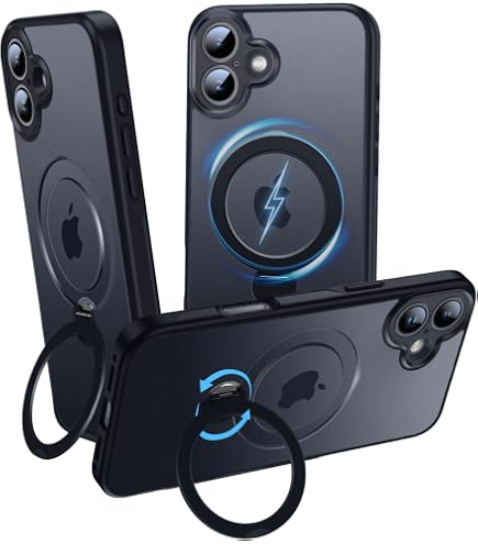 JETech Handyhülle Für IPhone 16e 6,1 Zoll Mit 360° Drehbarem Ring & Ständer – MagSafe Kompatibel