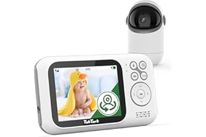 TakTark Babyphone mit Kamera, 3.2'' Babyfon mit Kamera mit Pan-Tilt 300° Rotation Video Babyphone, Baby Monitor mit VOX, Gegensprechfunktion, Nachtsicht, Temperatursensor, Sichere Verschlüsselung